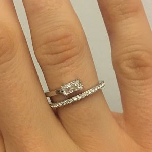 Swarovski band and a half crystal ring